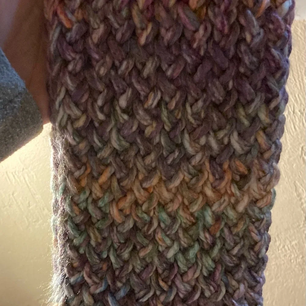 Handmade multicolor knit infinity scarf without twist for adults